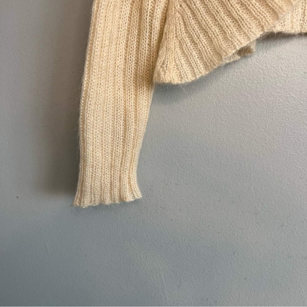 Free People Womens Mohair Blend Open Cardigan Cropped Cream Sz S Cottagecore - Picture 4 of 13